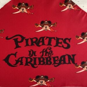 Disney Pirates of The Caribbean Red Bandana with Mickey Mouse Graphics -